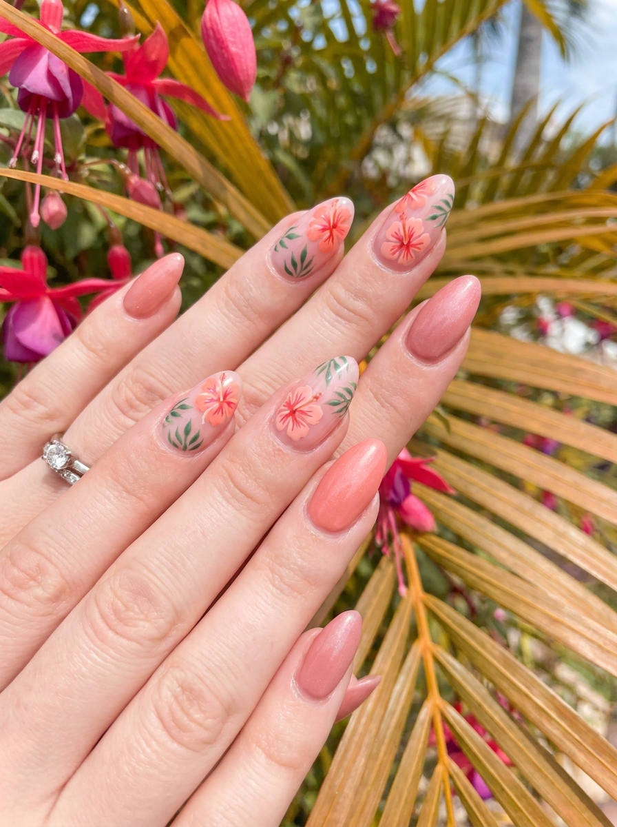 Tropical Hibiscus Nails